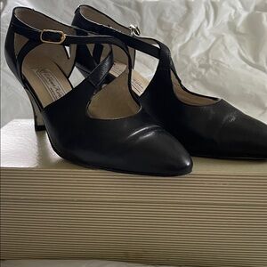 Werner Kern Vintage Elegant Dance Black Leather Shoes Size-6 1/2